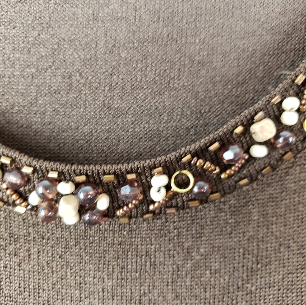 Jones New York Brown Beaded Neckline Shell Tank Top - Picture 5 of 7